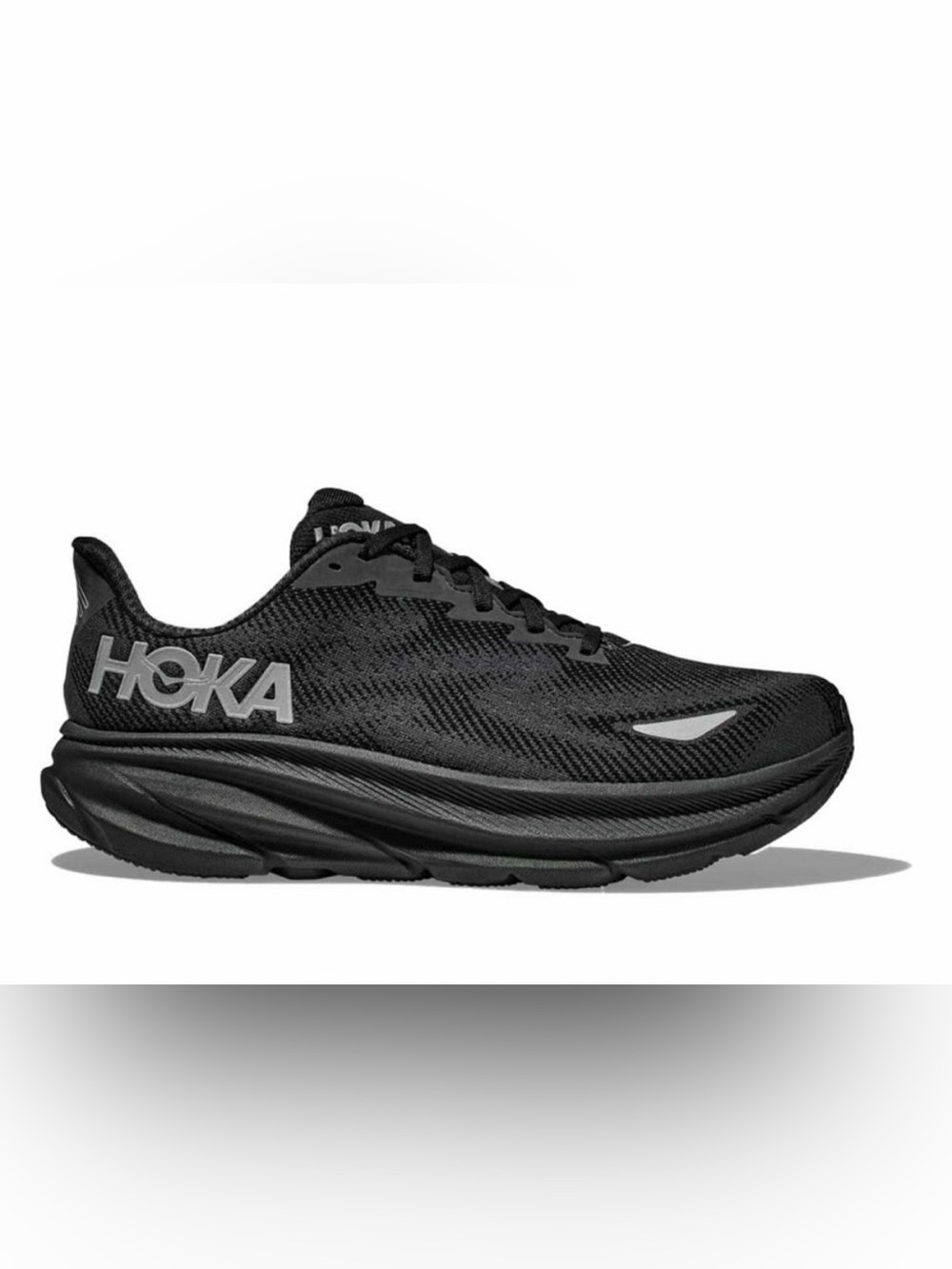 Hoka Clifton 9 GTX Black Performance Running Shoe with Gray Accents - Picture 1 of 7